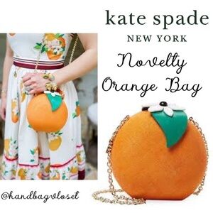 Kate Spade Orange Fruit Spice Things Up Novelty Straw Crossbody Purse Handbag